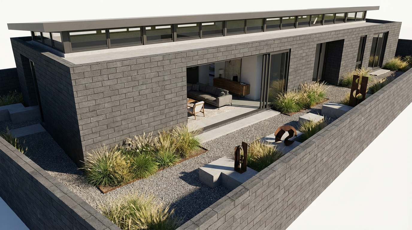 Linear Side Courtyard Design