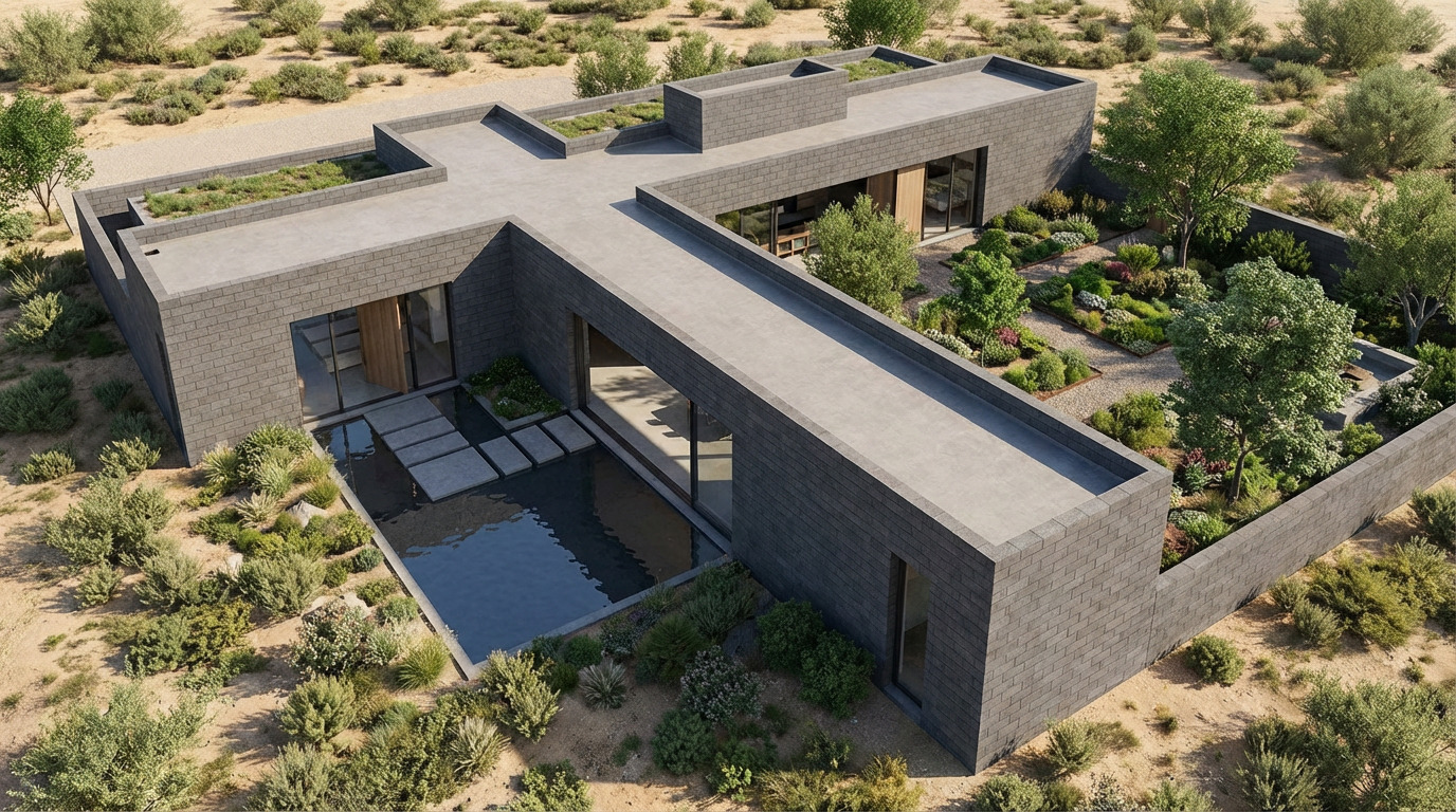 T-Shaped Dual Courtyard